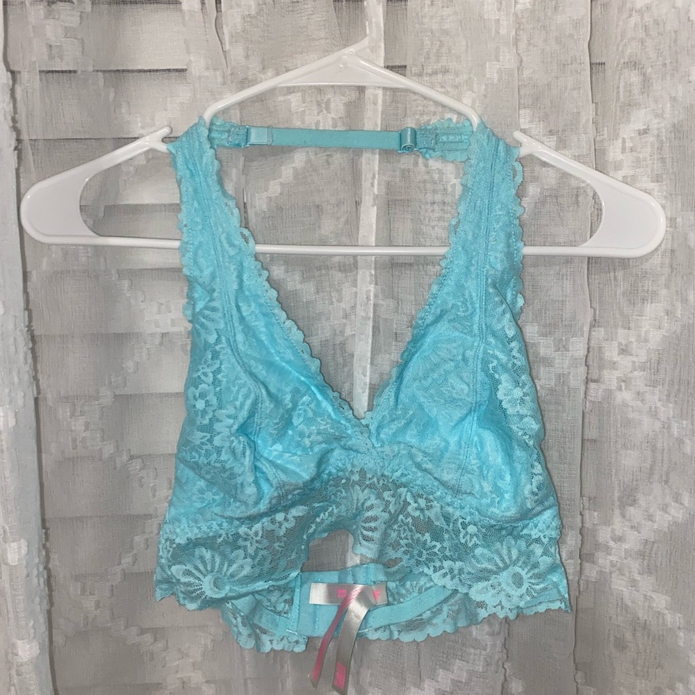 PINK Lace Bralette in Light Blue